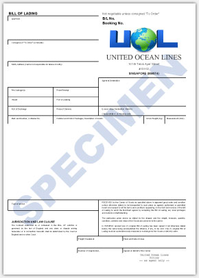 UOL Bill of Lading (front)